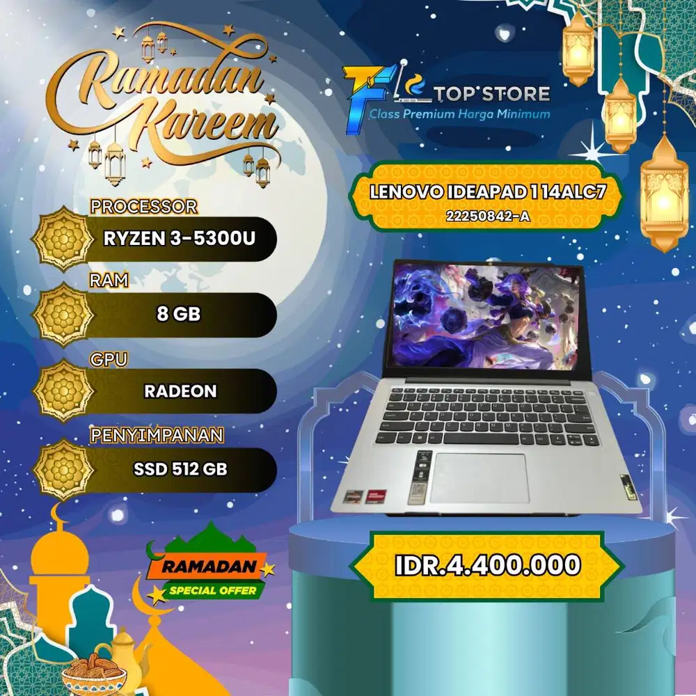 LENOVO IDEAPAD 1 14ALC7 AMD RYZEN 3-5300U SSD 512/8GB