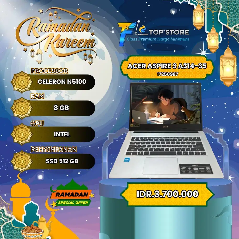 ACER ASPIRE 3 A314-35 INTEL CELERON N5100 SSD 512/8GB