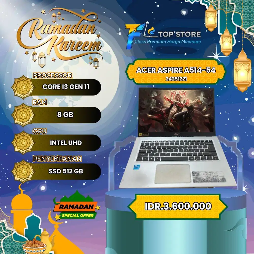 ACER ASPIRE A514-54 CORE I3 GEN 11 SSD 512/8GB
