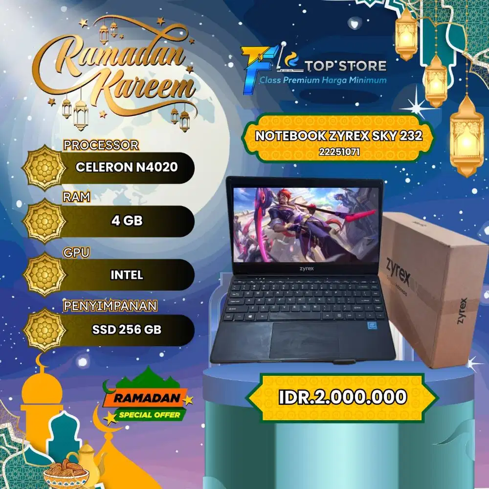 ZYREX SKY 232 INTEL CELERON N4020 SSD 256/4GB