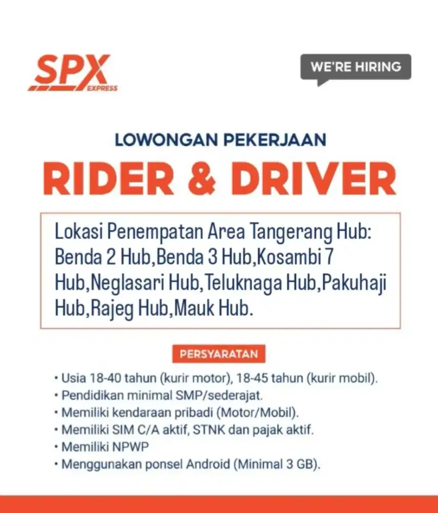 LOWONGAN KERJA KURIR SHOPPE XPRESS LM