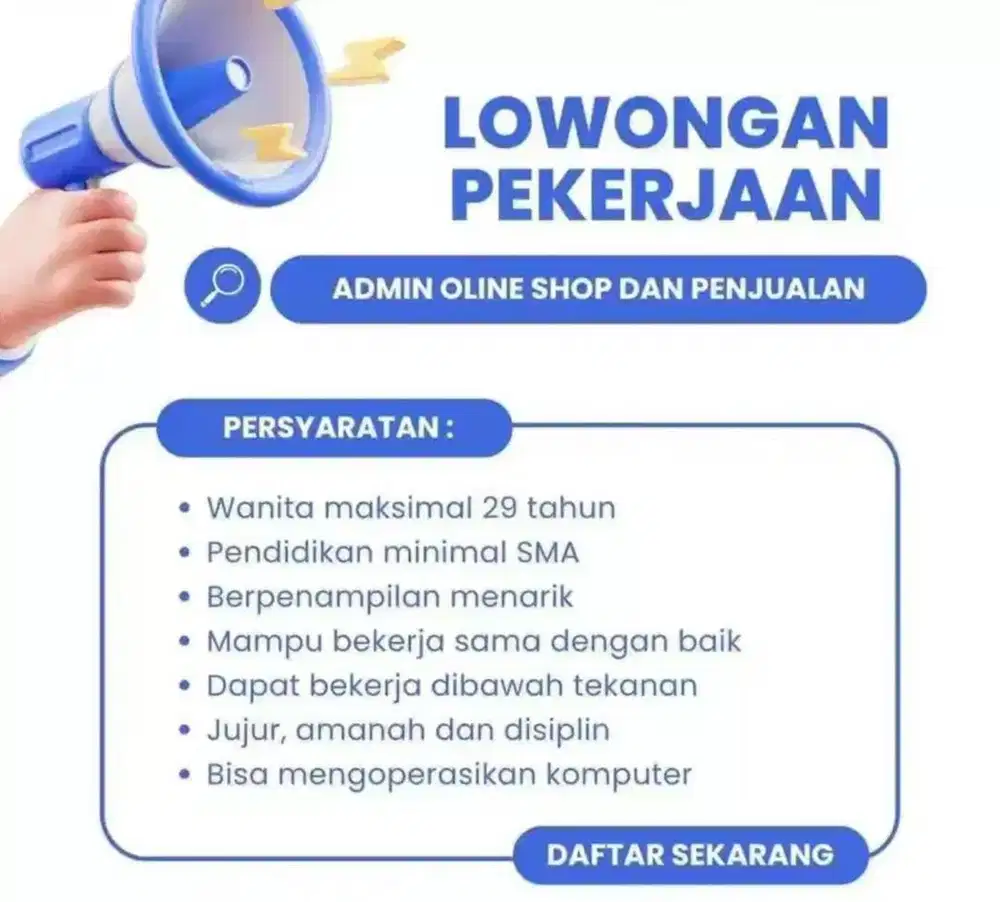 LOWONGAN KERJA POSISI QC , CHECKER , ADMIN ONLINE