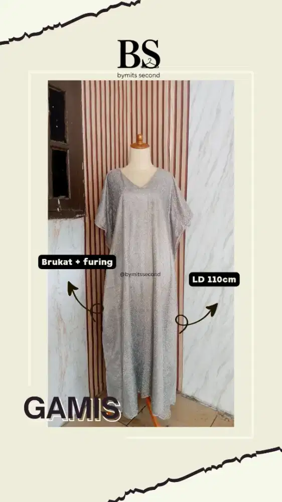 Bymits Second Gamis Brukat Lapis Katun