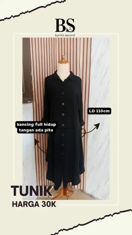 Bymits Second Tunik Hitam Panjang
