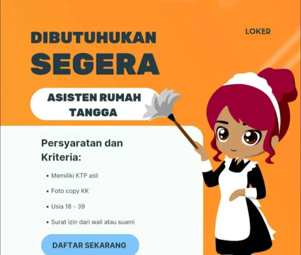 DIBUTUHKAN CEPAT ART (BUAT YANG SERIUS SAJA)