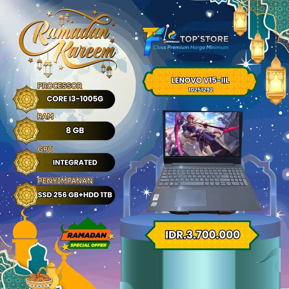 LENOVO V15-IIL 15'6INC CORE I3-1005G 8GB SSD 256GB+HDD 1TB