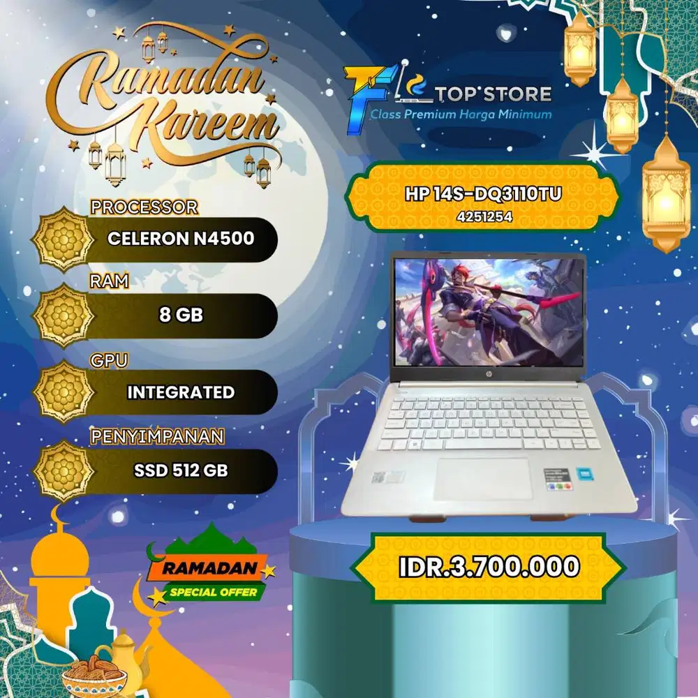 HP 14S-DQ311OTU CELERON N4500 SSD 512/8GB