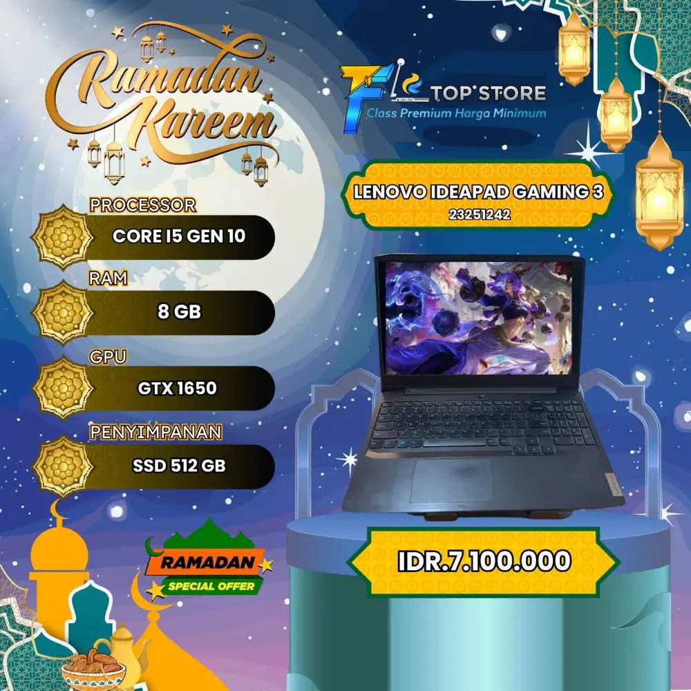 LENOVO IDEPAD GAMING 3 15IMH05 CORE I5 GEN 10 SSD 512/8GB NVIDIA GTX