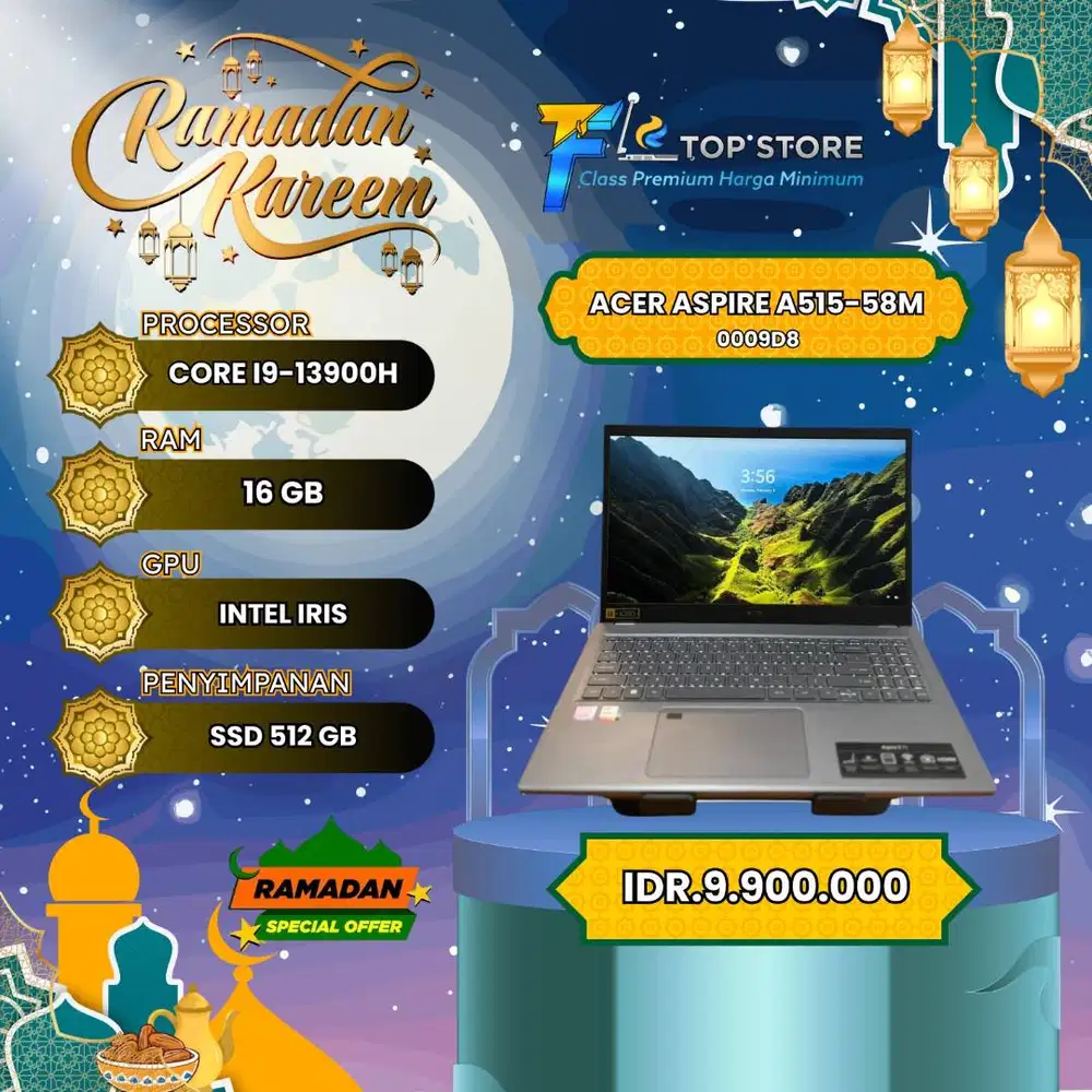 ACER ASPIRE A515-58M 15INC 2K RESOLUSI INTEL CORE I9-13900H 16/512GB