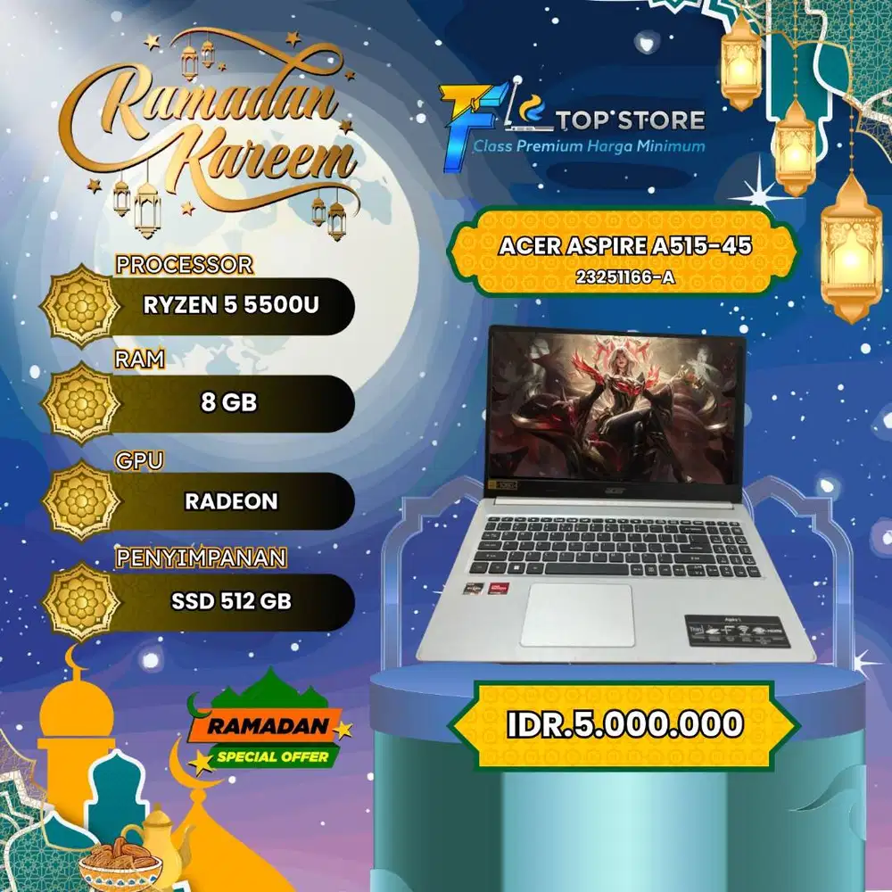 ACER ASPIRE A515-45 AMD RYZEN 5 5500U SSD 512/8GB
