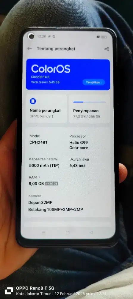 oppo reno 8t 4G ram 8/256