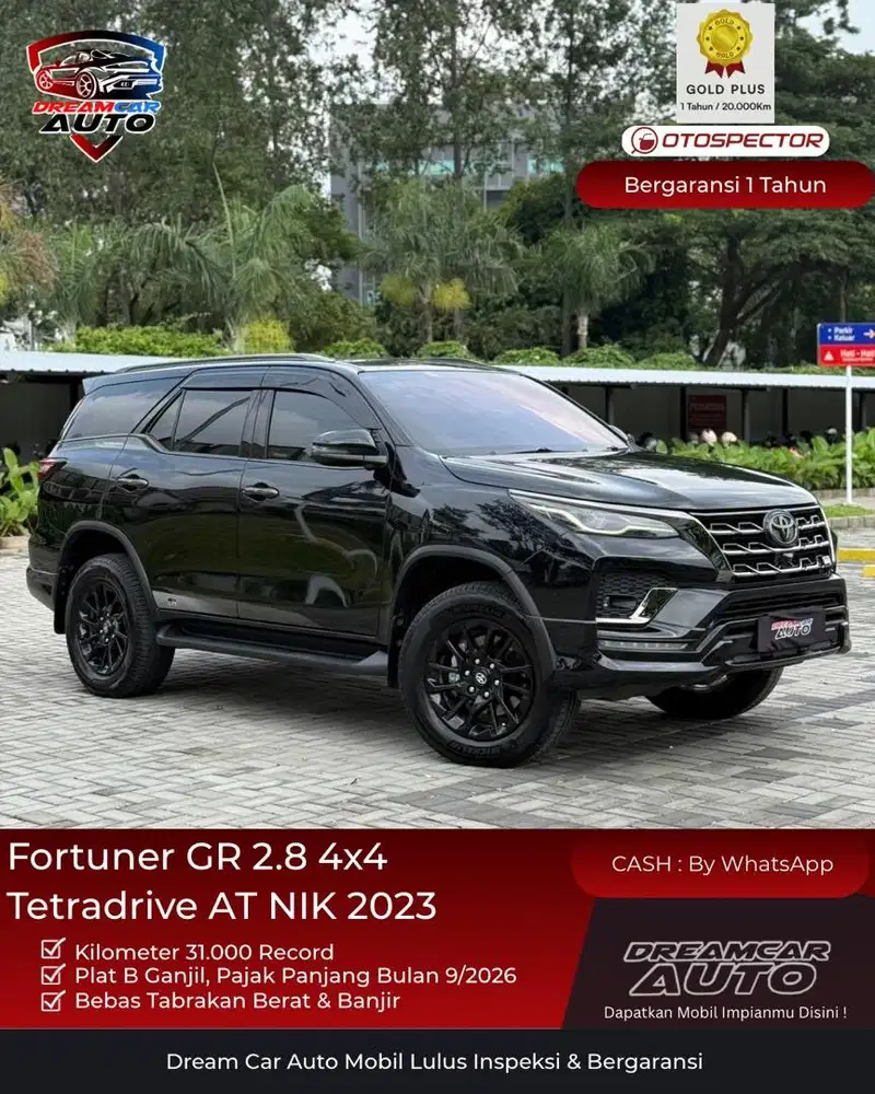 [ KM 31rb ] Toyota Fortuner GR Sport 2.8 4x4 Diesel 2023 Hitam