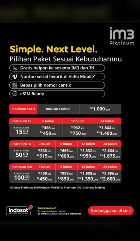 Capek bolak-balik isi kuota tiap bulan? Pakai IM3 Platinum aja!
