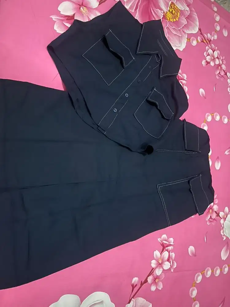 Setelan wanita crob jens denim