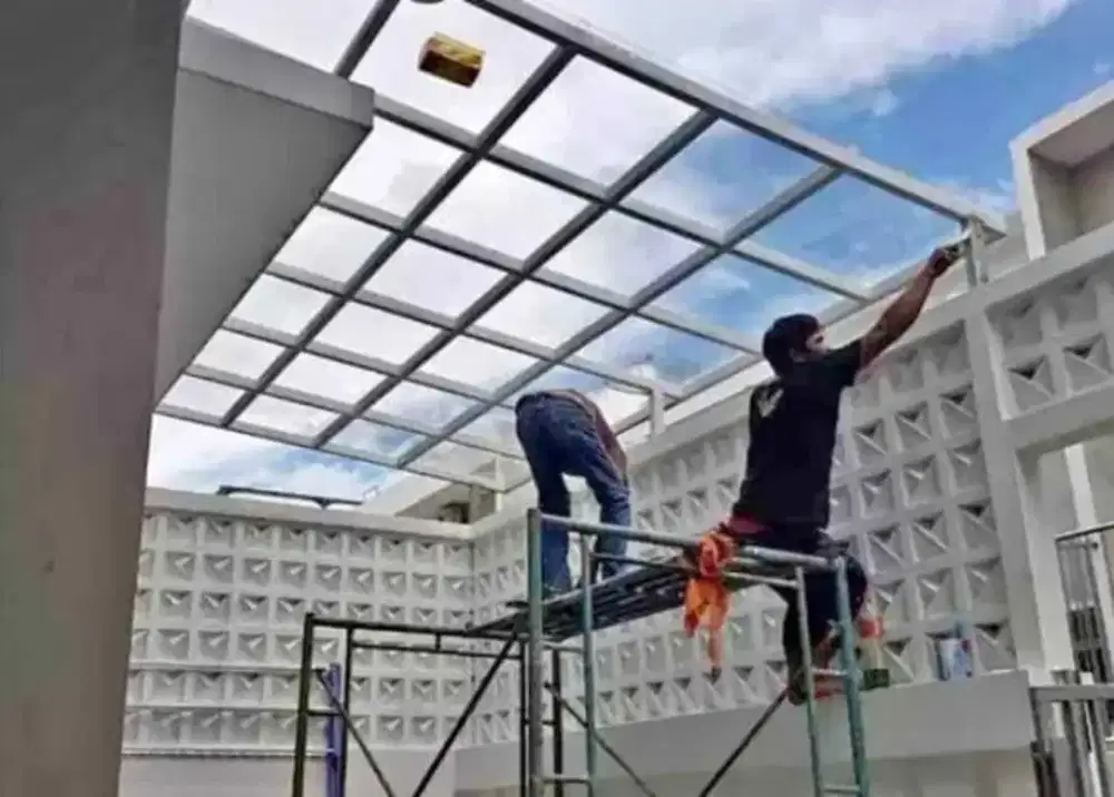 Pasang kanopi, pasang atap bajaringan dan pembangunan