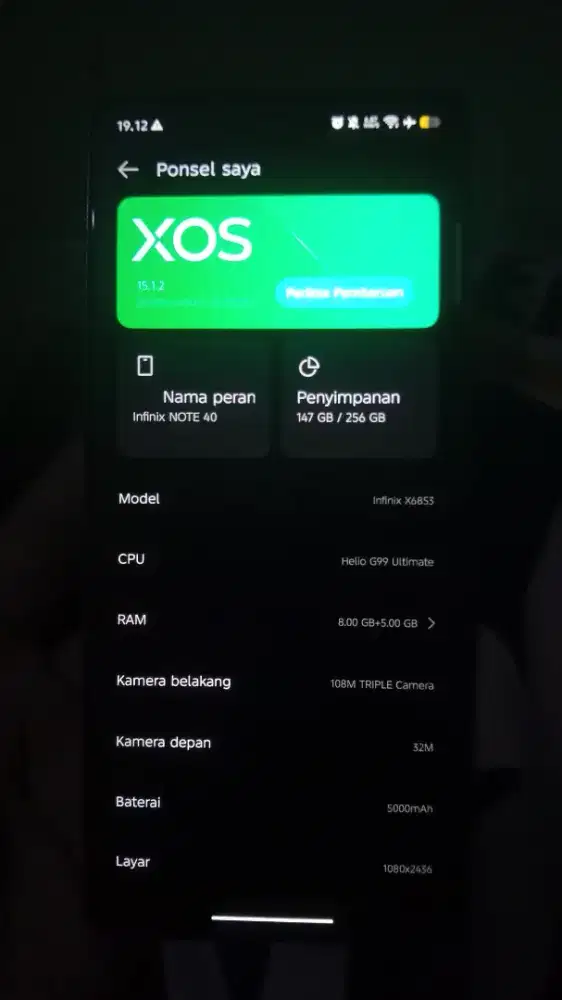 jual cepat hv infinix not40 no minus