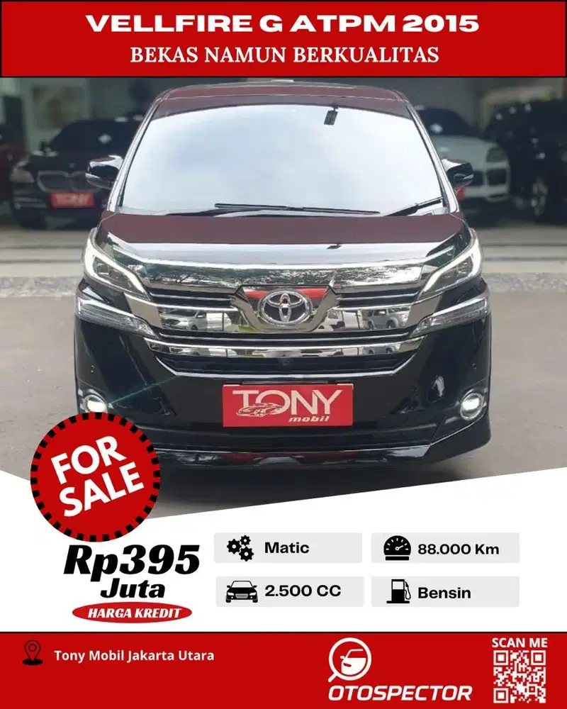 #Tony Mobil# Toyota New Vellfire 2.5 G ATPM 2015 Hitam