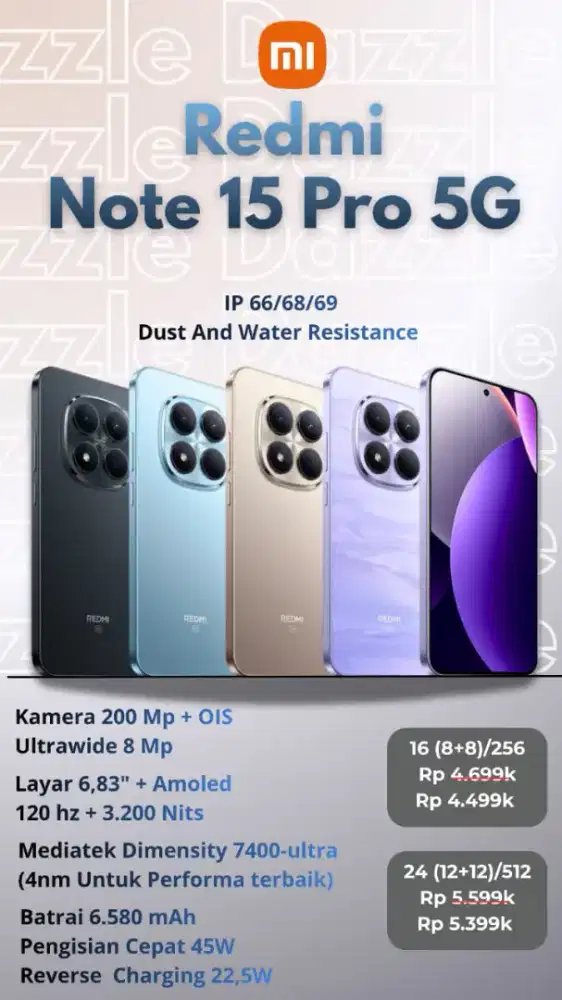 REDMI NOTE 15 PRO 5G 8/256 12/512 PROMO HANDPHONE TERMURAH DIJOGJA