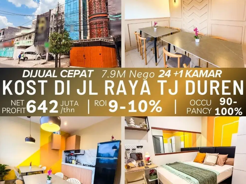 Dijual Rumah Kost di Jl Tanjung Duren Raya, Tanjung Duren, Kec. Grogol Petamburan, Jakarta Barat