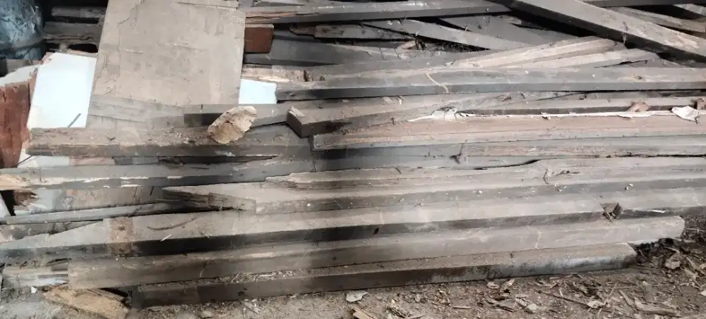 Kayu rasamala bekas untuk tiang bangunan