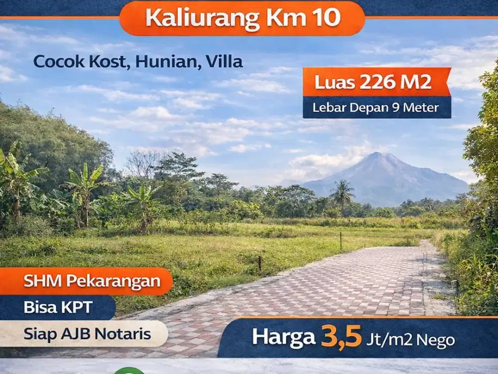 Tanah Murah Jogja Area Kaliurang KM Siap Bangun SHM Pekarangan