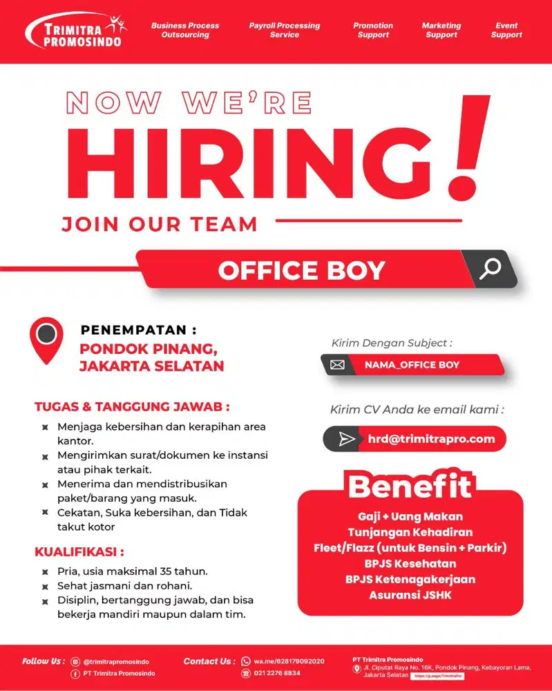 OFFICE BOY KANTOR PONDOK PINANG