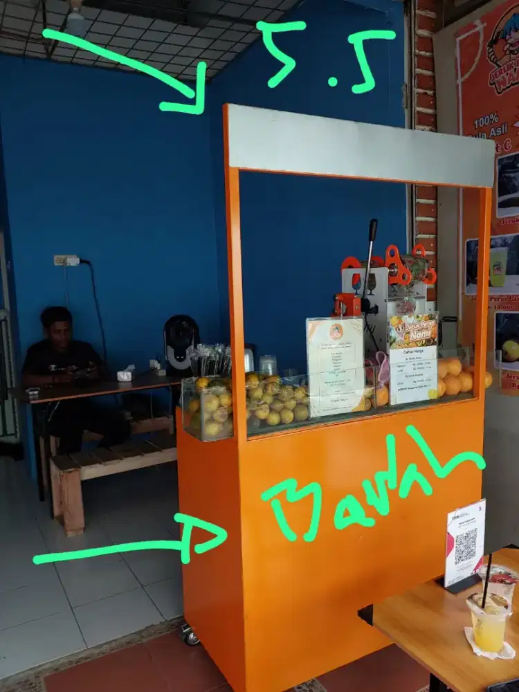 Jual Cepat Stand booth gerobak kaca es jeruk minuman kondisi bagus