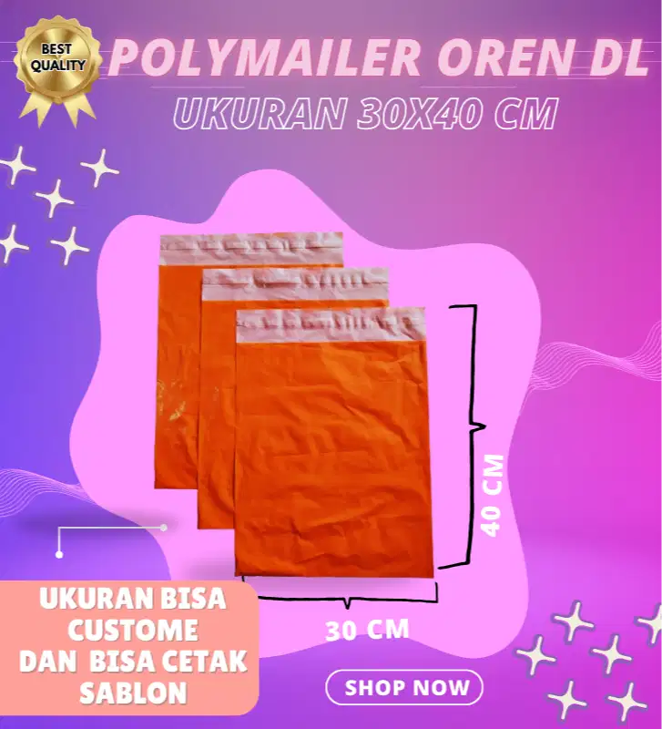 POLYMAILER ORANGE DL 30X40/PACK