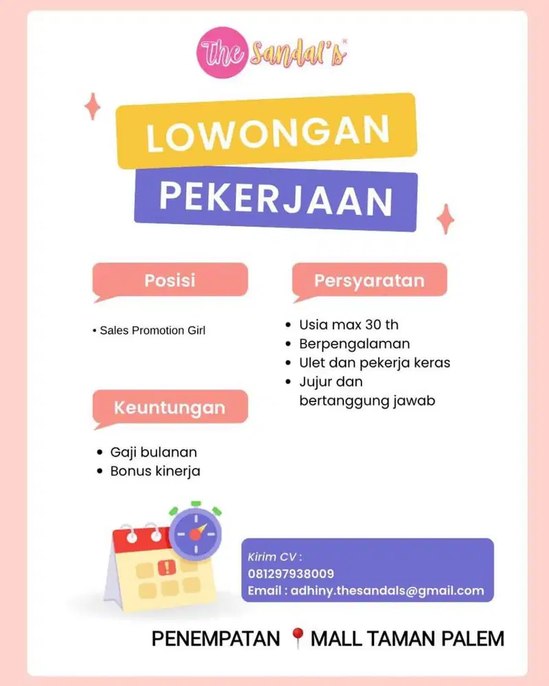 Lowongan SPG jaga booth sandal