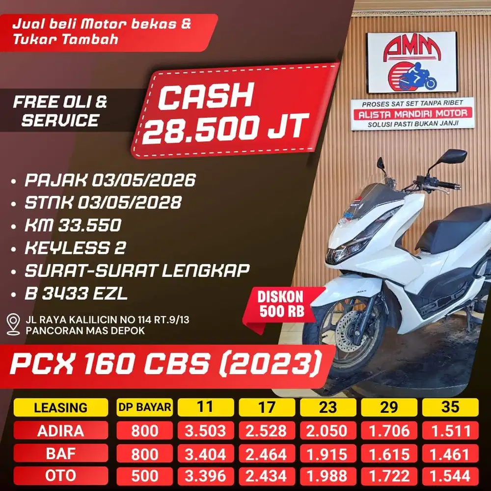 PCX 160 ABS 2023 DP 500 REMOT 2 PAJAK HIDUP KREDIVO INDODANA ALISTA