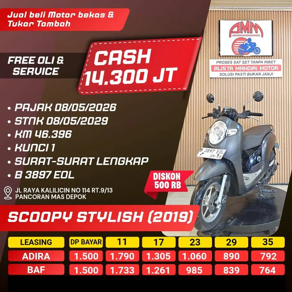 SCOOPY STYLISH 2019 PAJAK HIDUP CASH / KREDIT KREDIVO INDODANA ALISTA