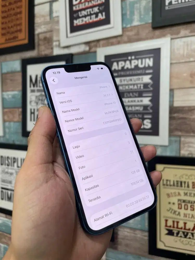 iphone 13 128gb blue second resmi ibox