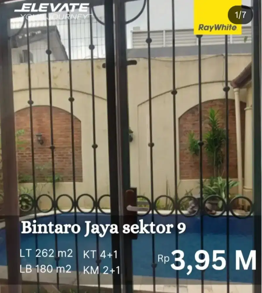 Hotsale! Rumah dengan privat pool di Bintaro Sektor 9