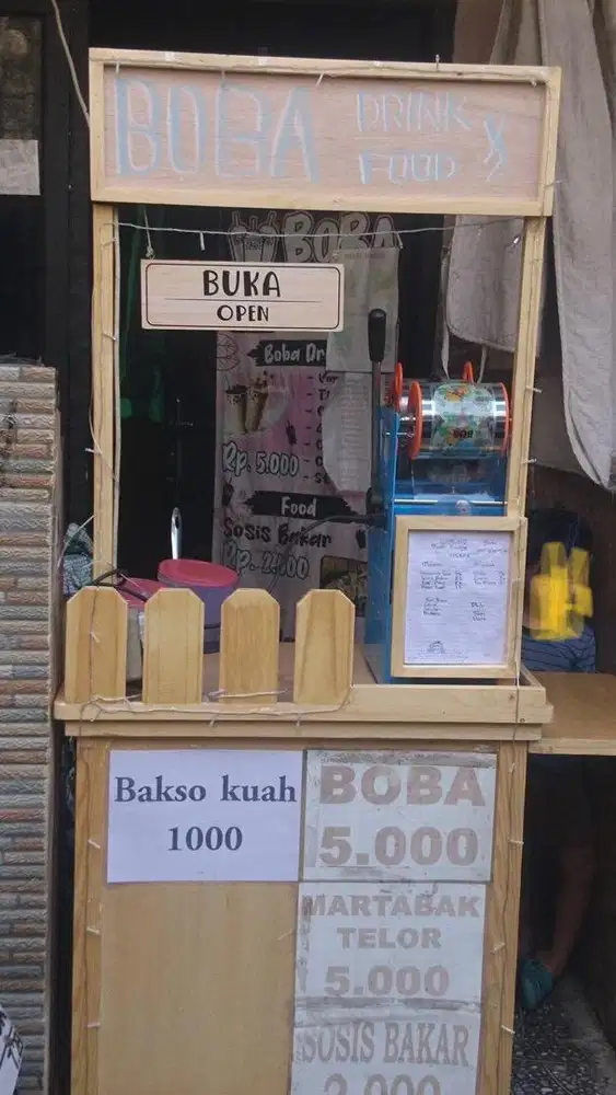 Booth portable, meja lipat, kayu jati