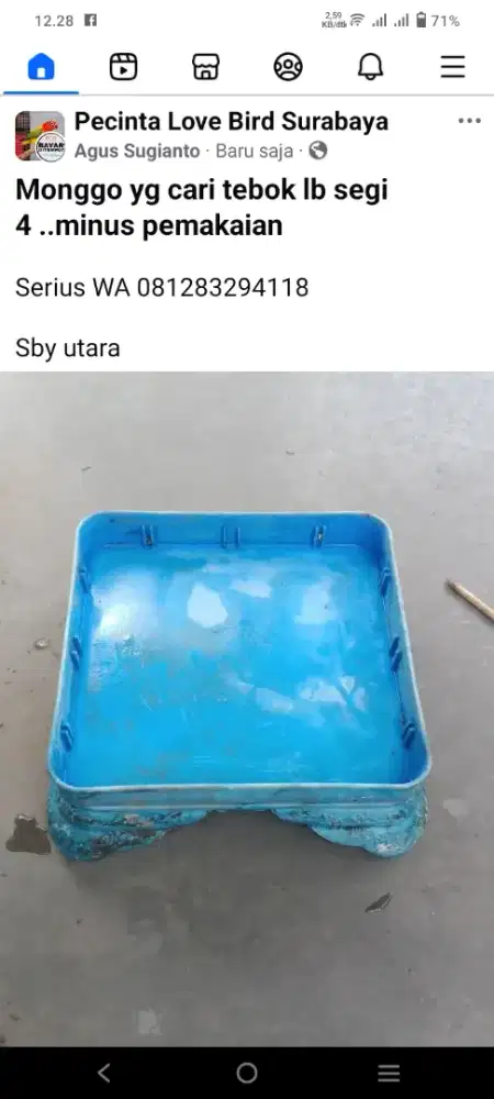 Tebok sangkar lb segi 4