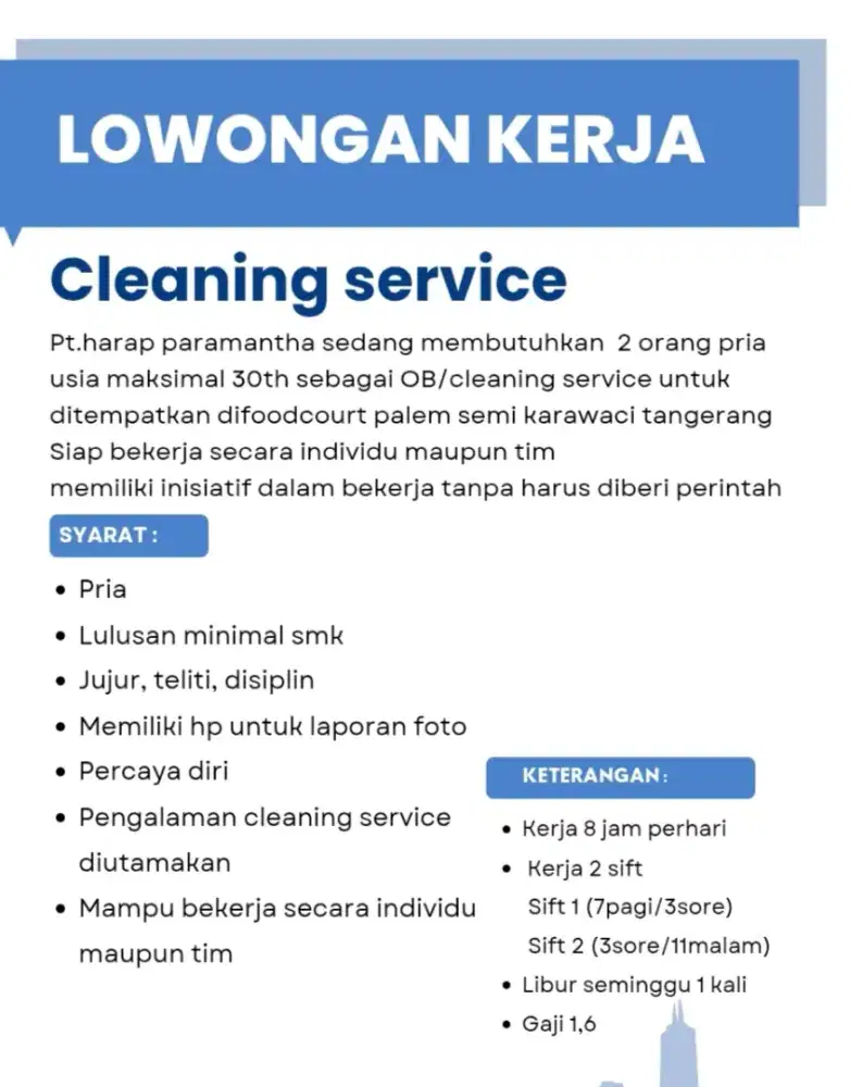 Dibutuhkan cleaning service