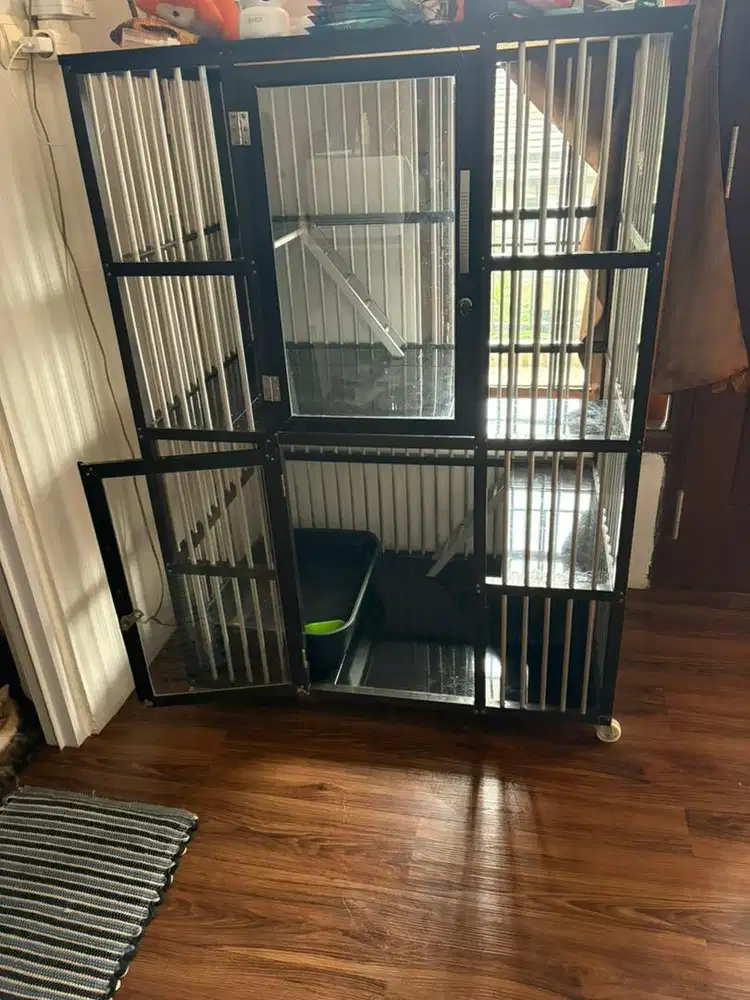 Kandang Kucing 2 Tingkat Keramik Besi 90x60x120