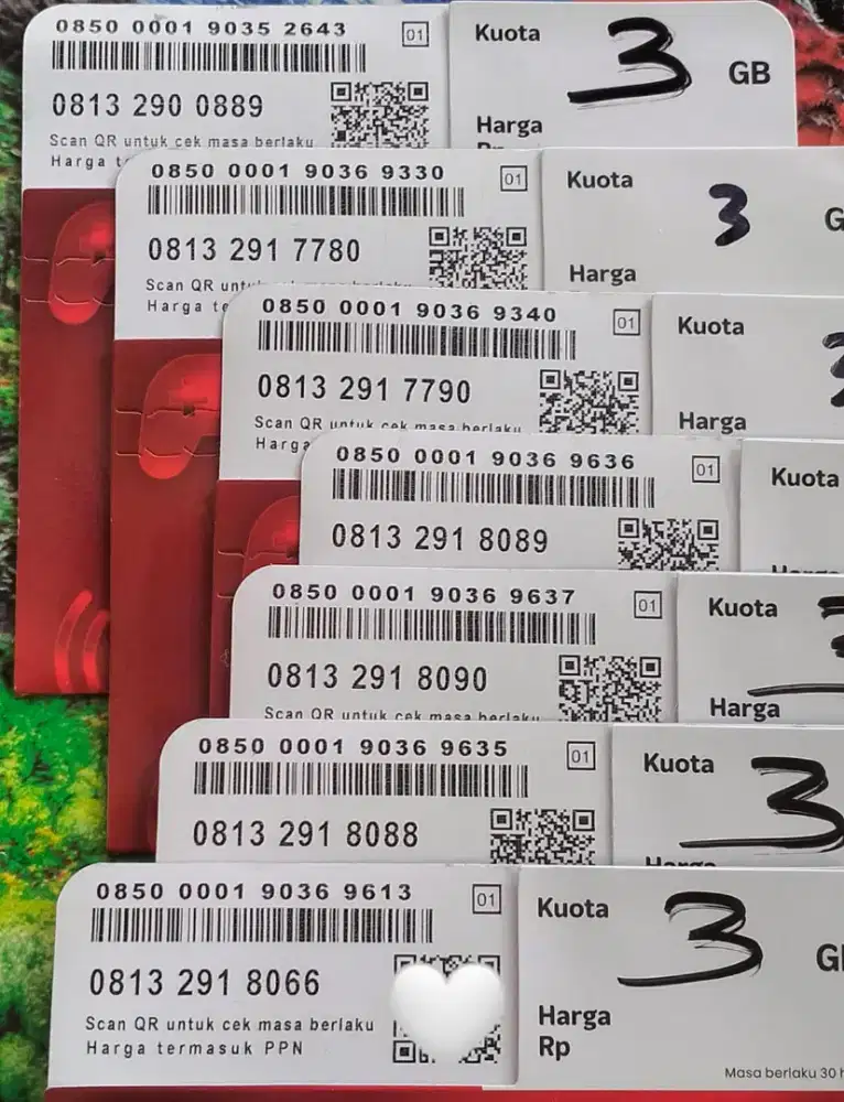 NOMOR CANTIK  SIMPATI 11 DIGIT ISI KUOTA 3 GB NASIONAL 30 HARI.
