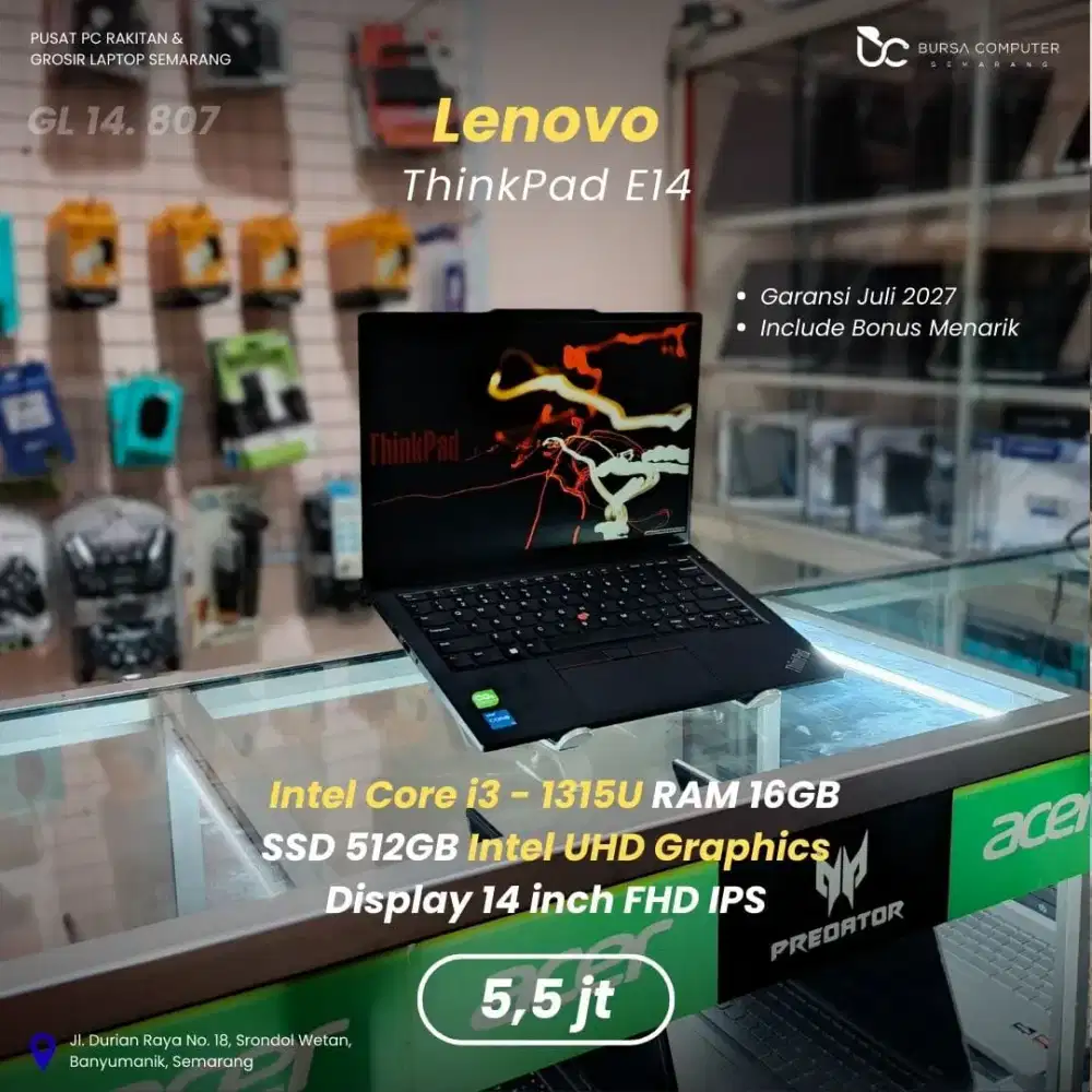 LENOVO Thinkpad E14 Gen 5 | Core i3 1315U 16GB 512GB