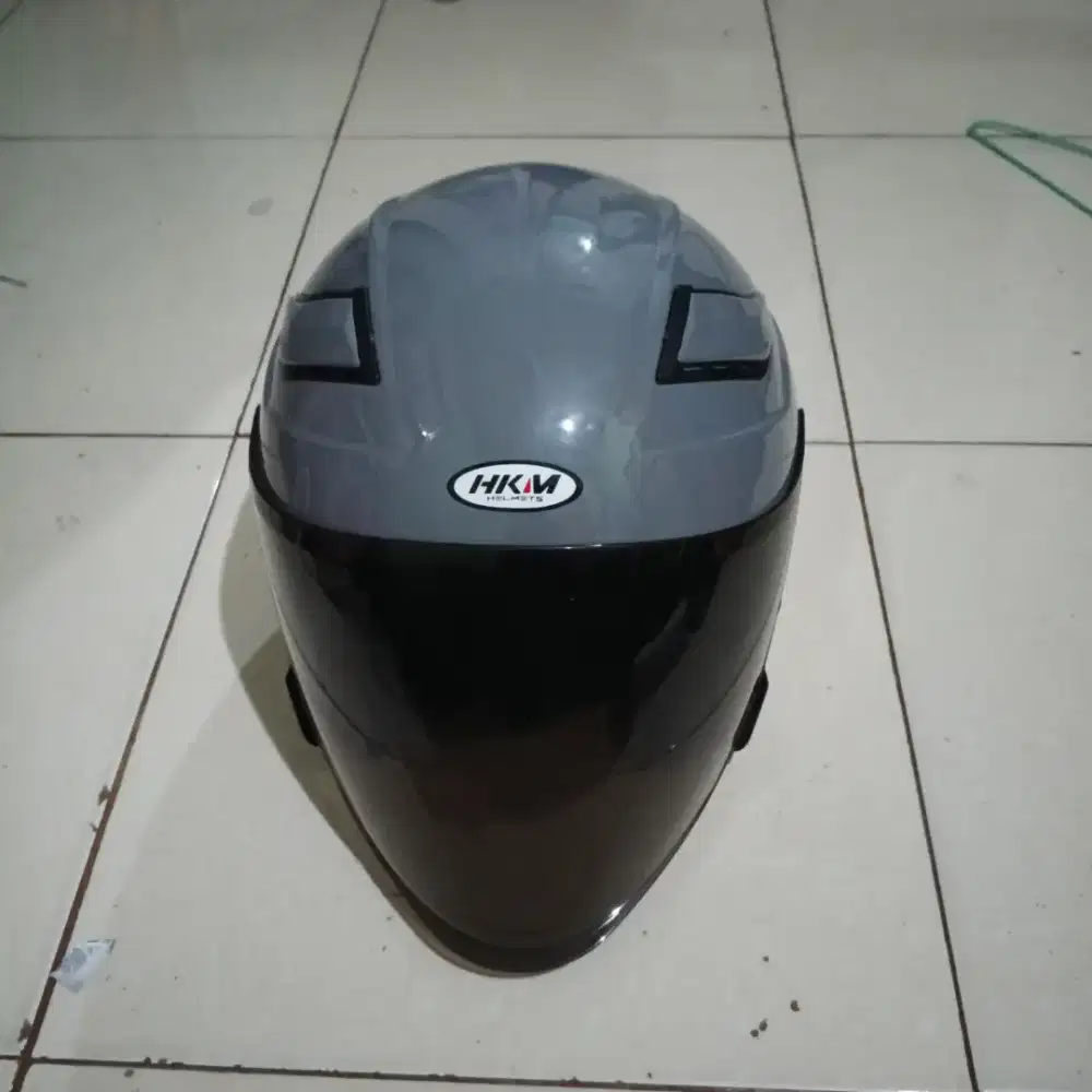 Helm Half Face HKM Cosmo Original SNI Free Spoiler - grey glosy, M