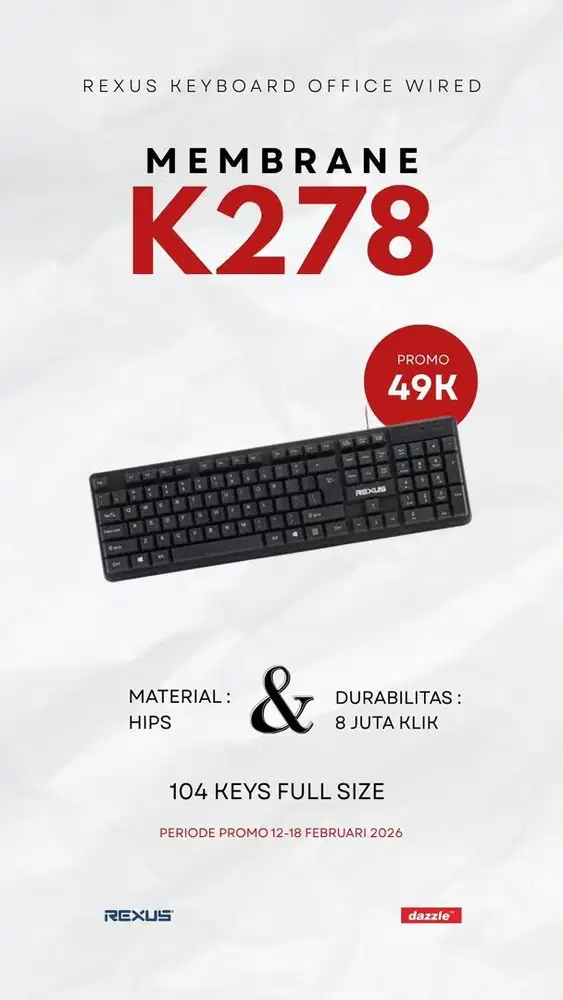 Rexus K278 keyboard office kabel