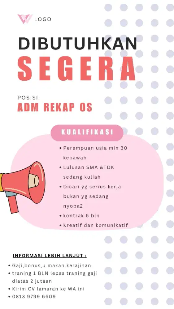 Loker buat cewek 2 orang saja. Baca keterangan lengkap di gambar