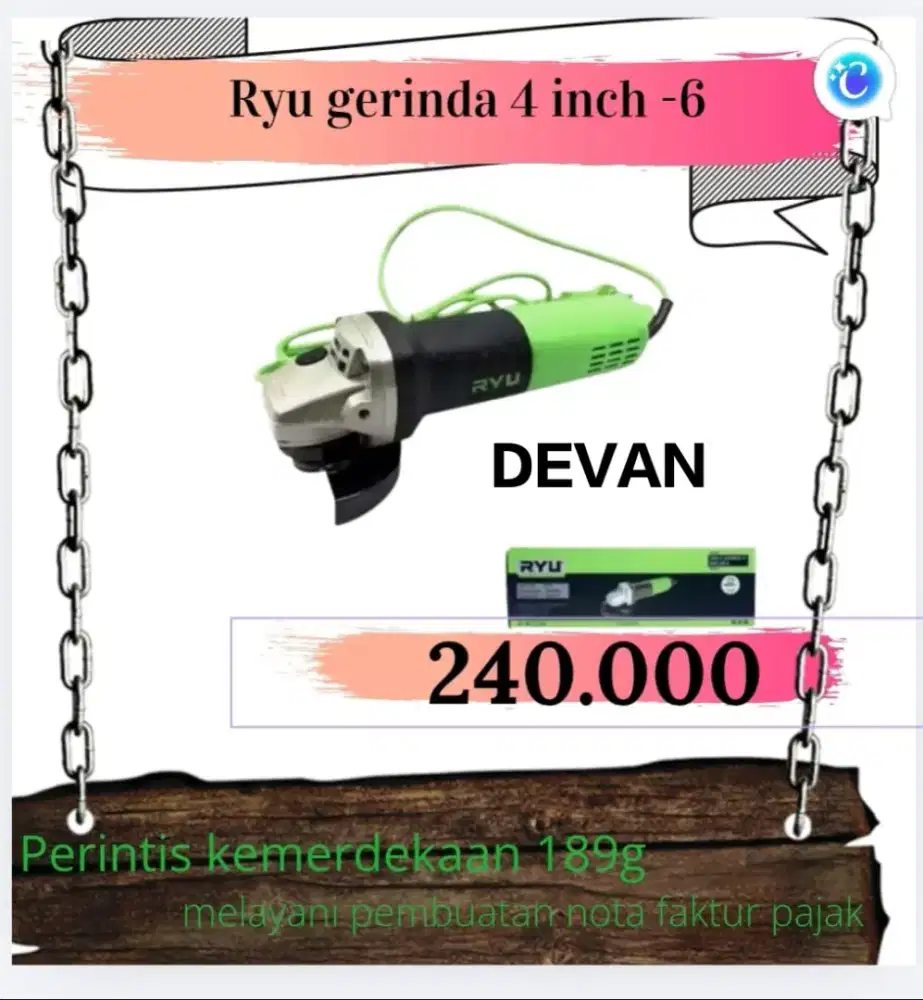 Gerinda new item ryu 4 inch tipe RSG100-6