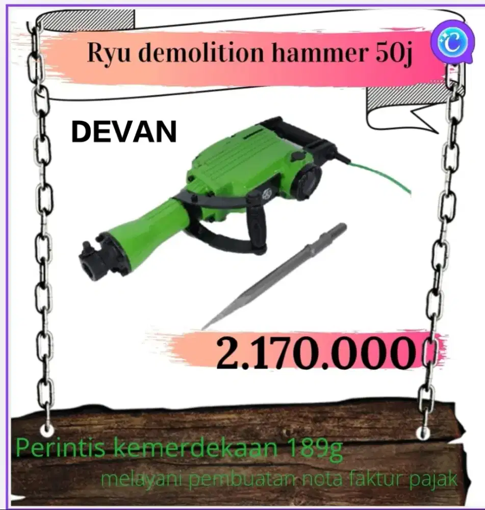 Bor bobok ryu demolution hammer 50j RDH50 mueah bergaransi
