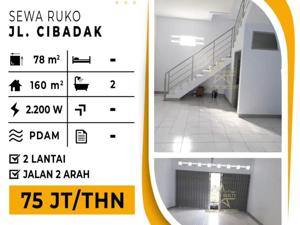 75 jt per tahun disewakan Ruko Cibadak 2 arah  bangunan 2 lantai
