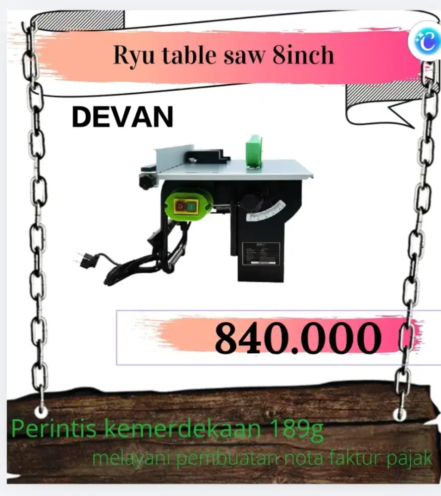 RYU TABLE SAW 8 INCH MURAH BERGARANSI