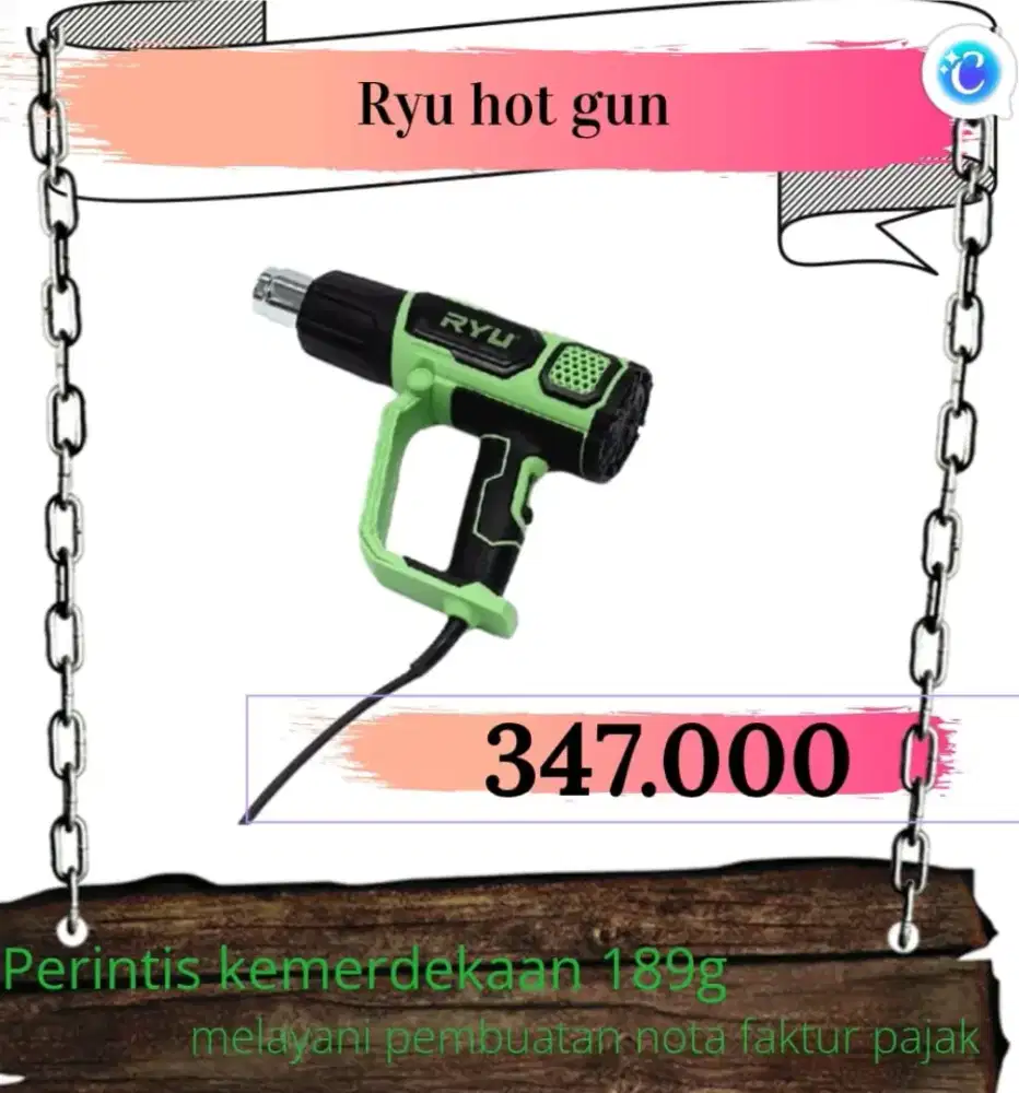 Hot gun ryu 0-1800 watt RHG600-4 murah bergaransi