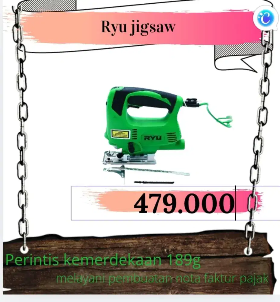 Jigsaw ryu (pemotong triplek) RJS65-1E murah bergaransi