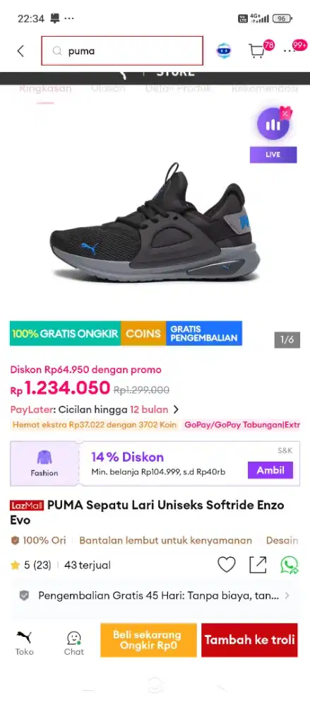 Jual sepatu lari