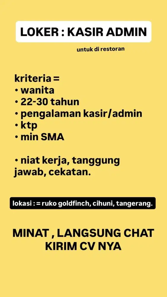 LOKER KASIR ADMIN